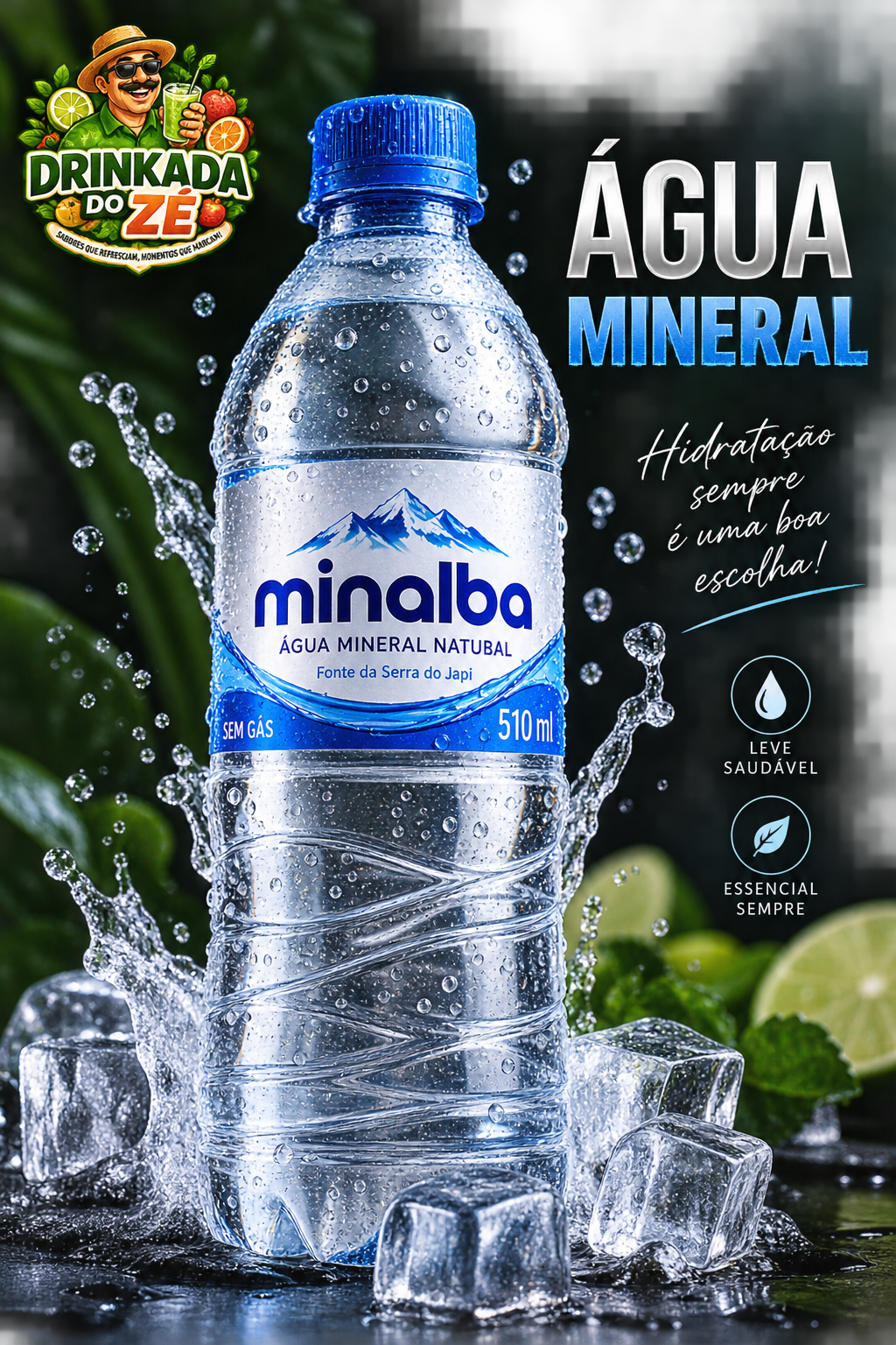 Água mineral gelada